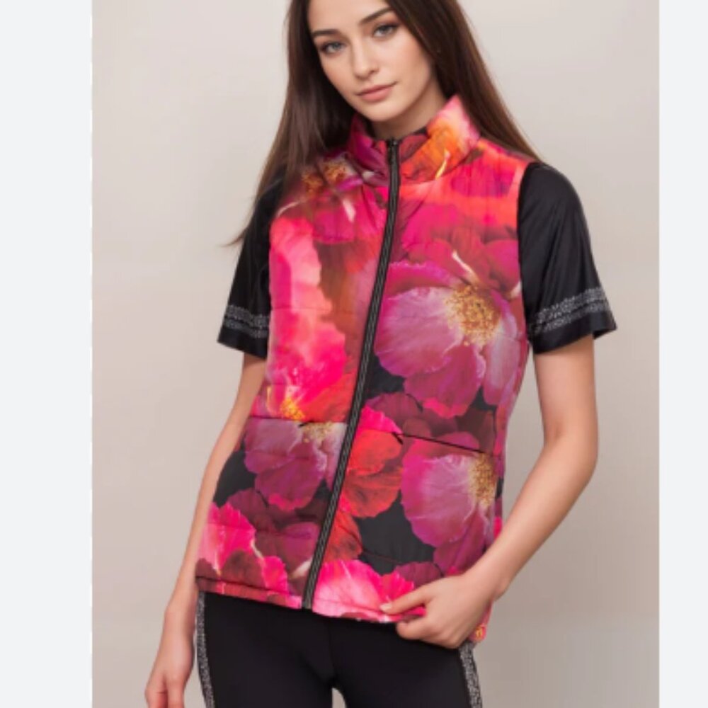 JOHNNY WAS braemar REVERSIBLE puffer vest in pealim chani  $328 RETAIL 269 NEW